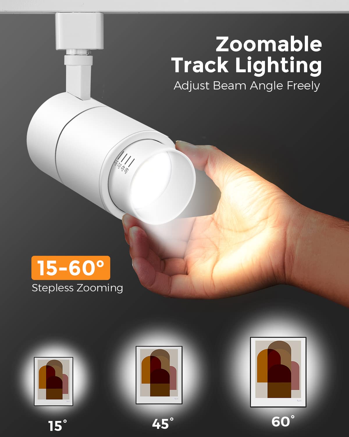Zoomable 20W LED Track Lighting Heads H Type, White 3 Pack