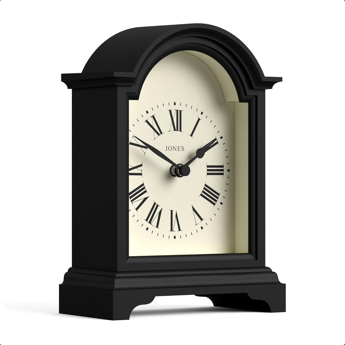 Bistro Mantel Clock - Small Classic Arch top Carriage Clock Design - Black - Contemporary Classic Style for Mantel, Desk, Table, Shelf...