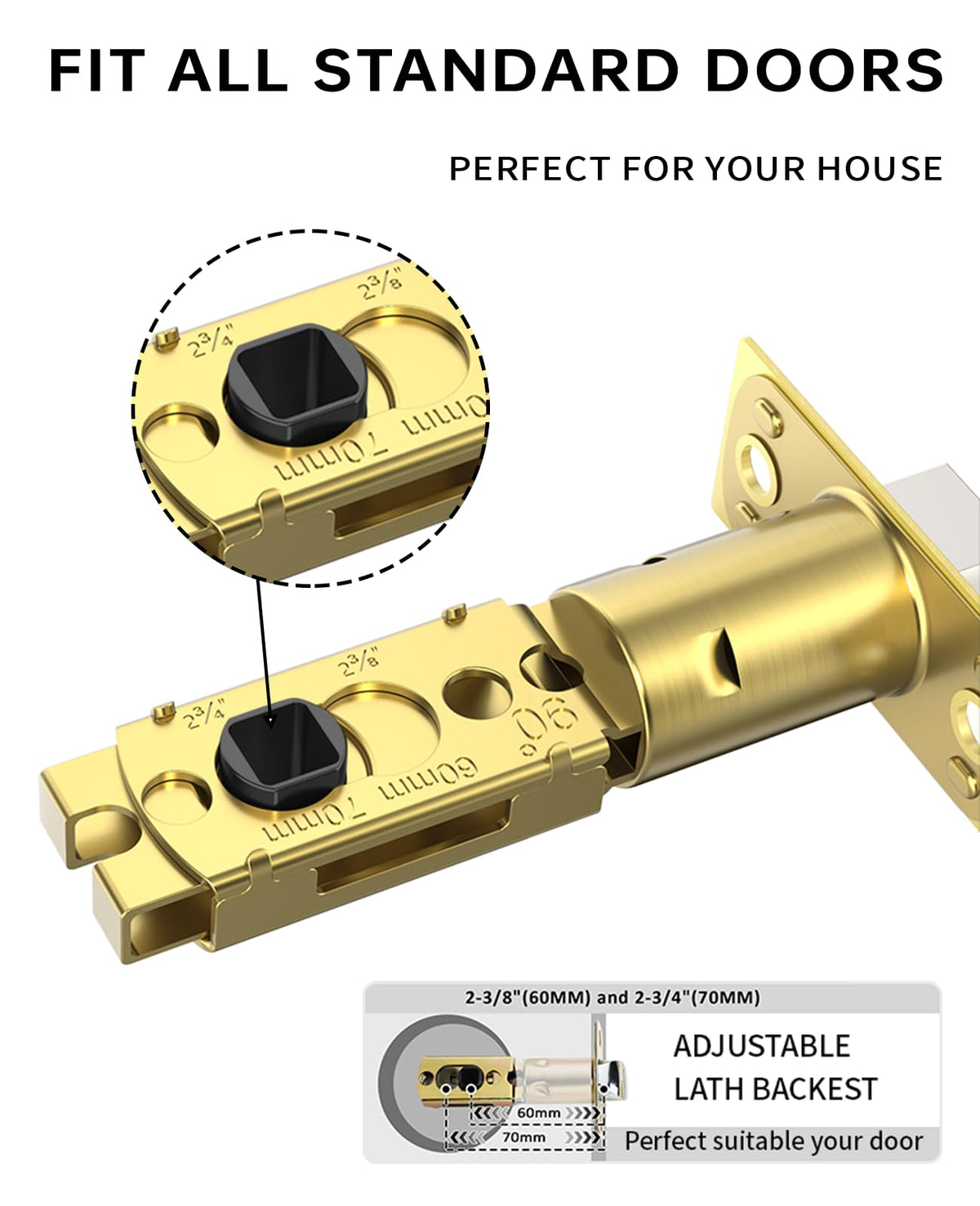 8 Pack Brushed Gold Passage Interior Door Handles