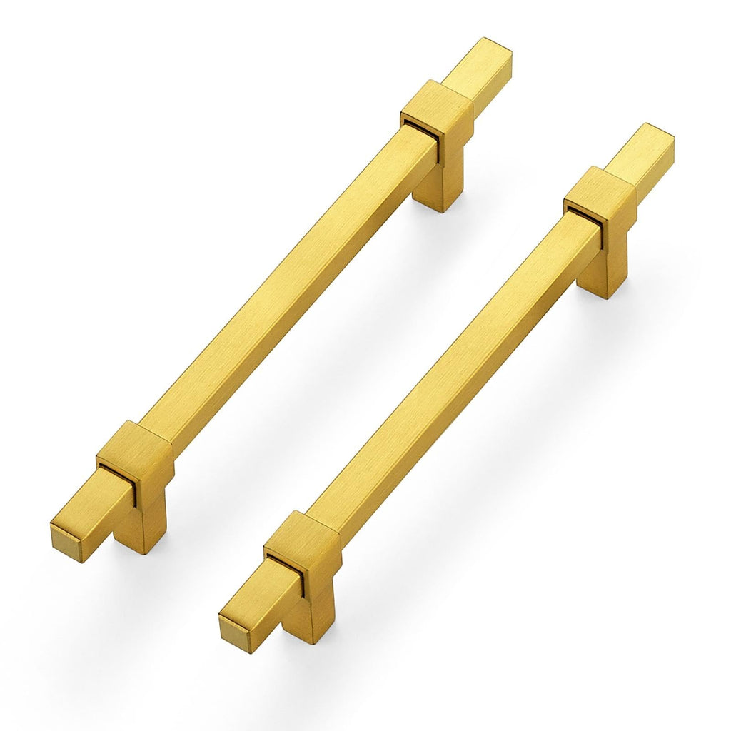 5 Pack Gold Cabinet Handles, 5" Hole Center Kitchen Drawer Pulls