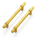 5 Pack Gold Cabinet Handles, 5" Hole Center Kitchen Drawer Pulls
