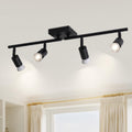 Black Track Lighting Kit - Adjustable GU10 Ceiling Spotlights, Modern Hardwired Flush Mount Fixture Island