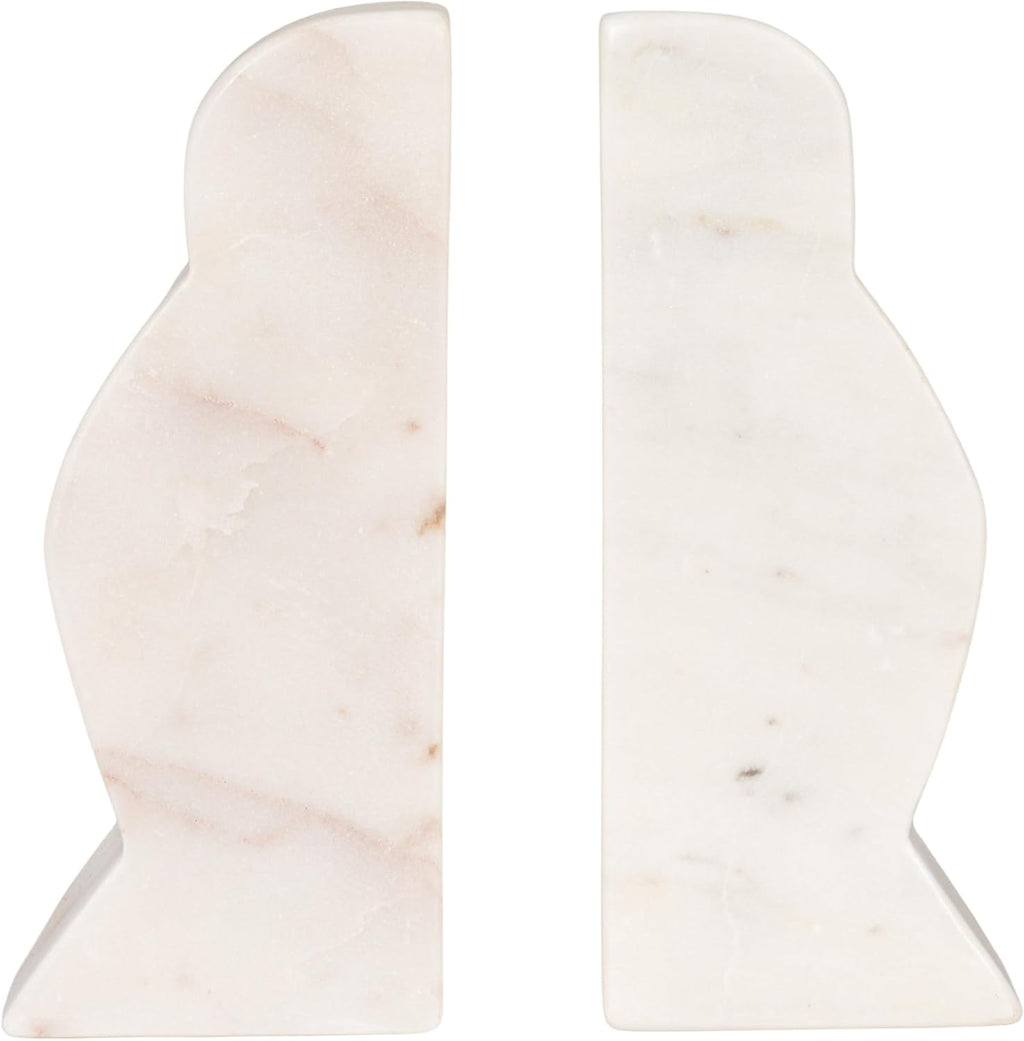 Decorative Marble Wave Bookends, Mottled White