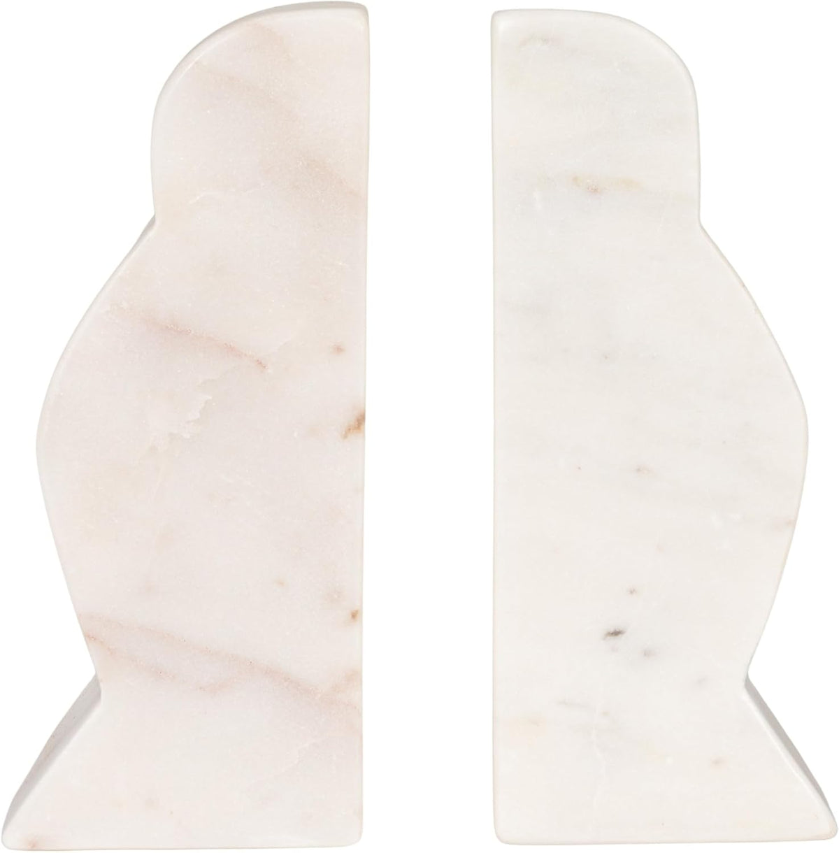 Decorative Marble Wave Bookends, Mottled White