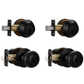 2 Pack Black Exterior Door Knobs with Deadbolt Keyed Alike