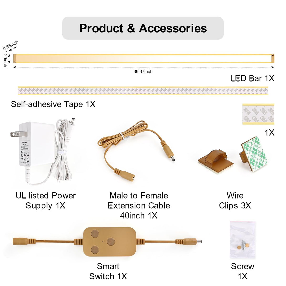40inch Dimmable LED Kitchen Light Kit, 2700-6000K Smart Closet Cabinet Lighting Fixture APP Control, Work