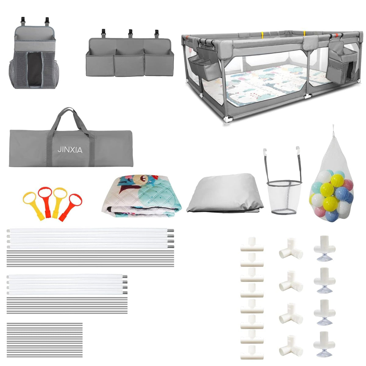 Playpen with Mat 50"*50", Extra Large Playpen for Babies and Toddlers with Storage Bag, BPA-Free, Non-Toxic, Safe No