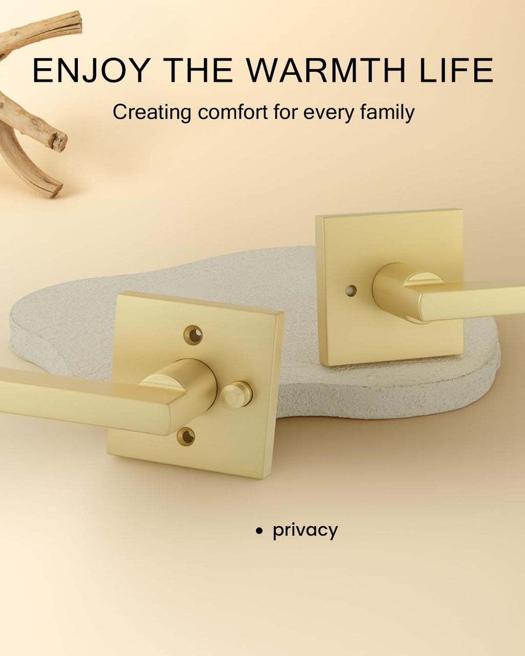 Brushed Gold Door Handles Interior, Gold Privacy Door Handle, 1 Pack
