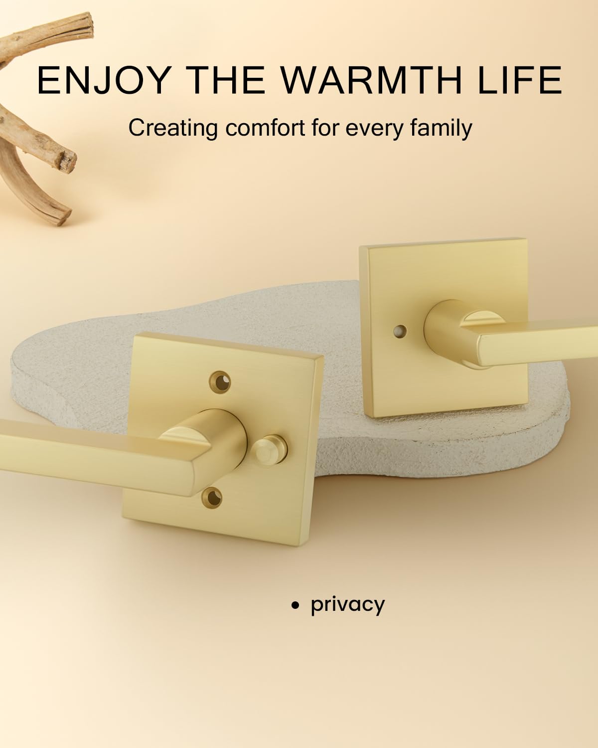 Brushed Gold Door Handles Interior, Gold Privacy Door Handle, 1 Pack