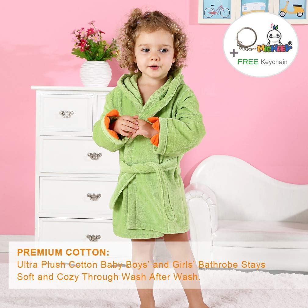 Girls Boys Robe Cotton Towel Baby Dinosaur Style Hooded Bathrobe