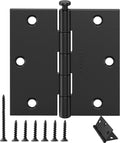 12 Pack 3.5 Inch Matte Black Door Hinges, Interior Door Hinges with Square Corner, 3 1/2" Residential Standard Black