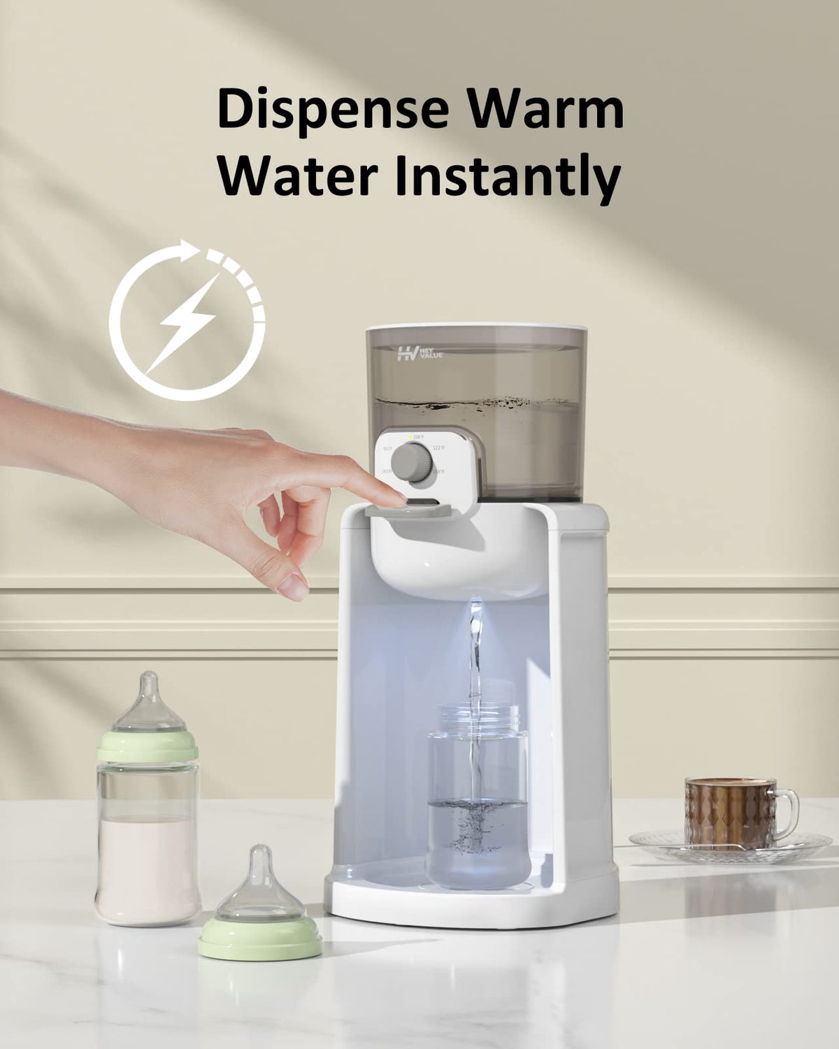 Water Warmer for Baby Formula with Night Light,Bottle Warmer,White