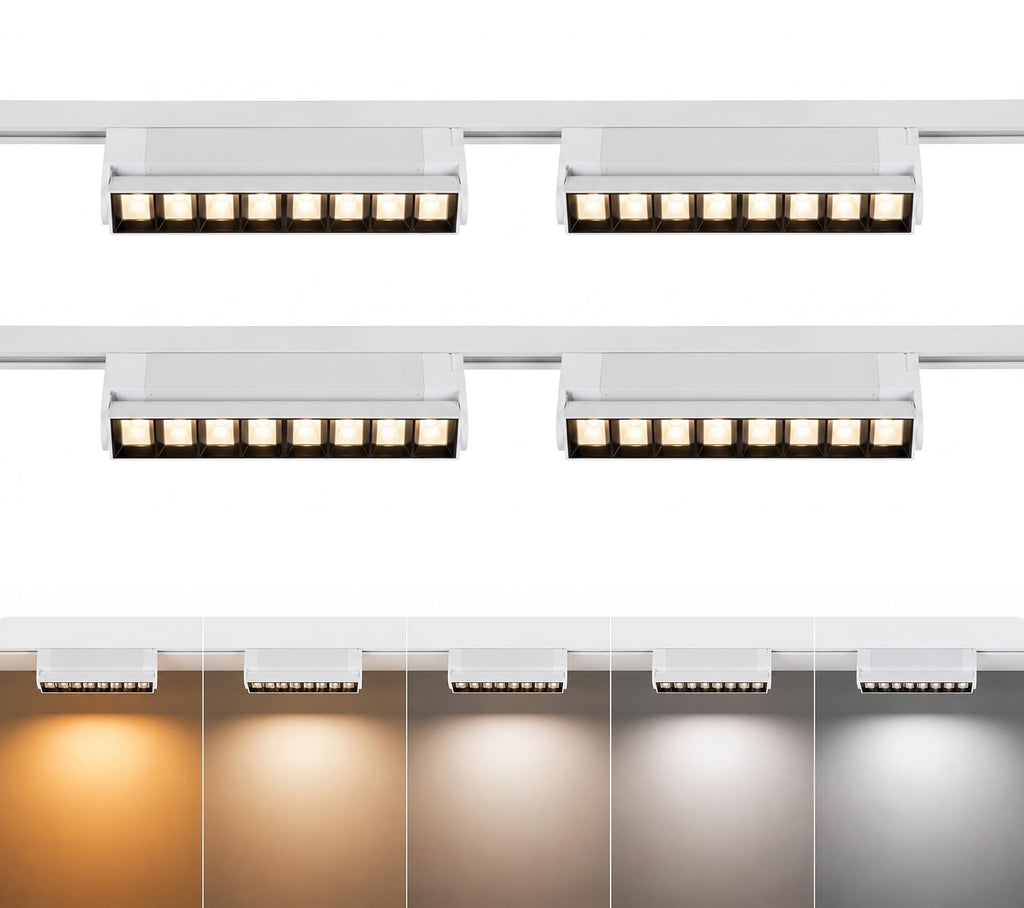 5 Color Linear H Track Lighting Heads Dimmable, White 20W 4 Pack