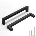 30 Pack Black Cabinet Handles, 6-5/16 Inch(160 mm) Hole Centers Cabinet Pulls, Matte Black Square Drawer Dresser