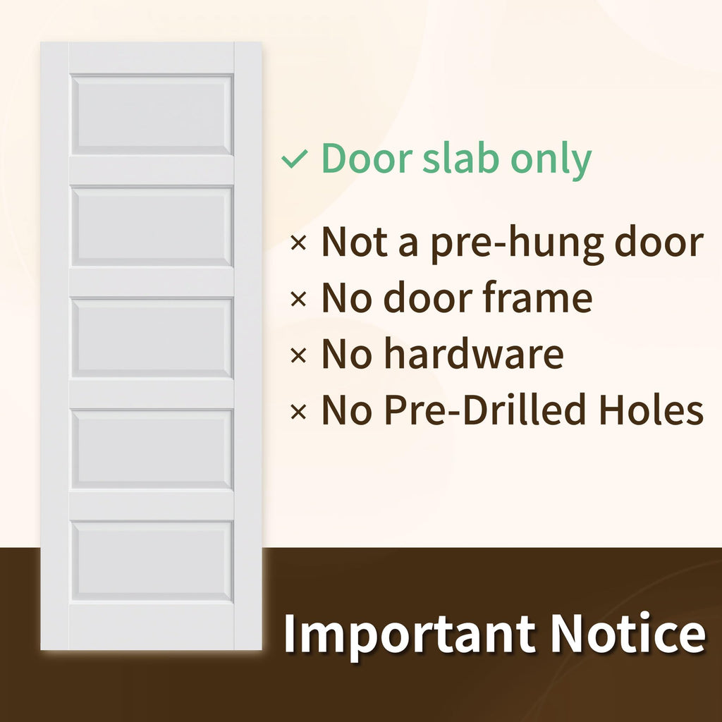 36" x 80" Solid Core Interior Door Slab, Primed Bedroom Door