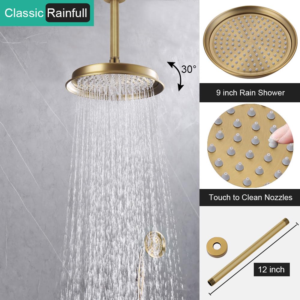 Dual Rain Shower Head System with Handheld Antique Faucet Set