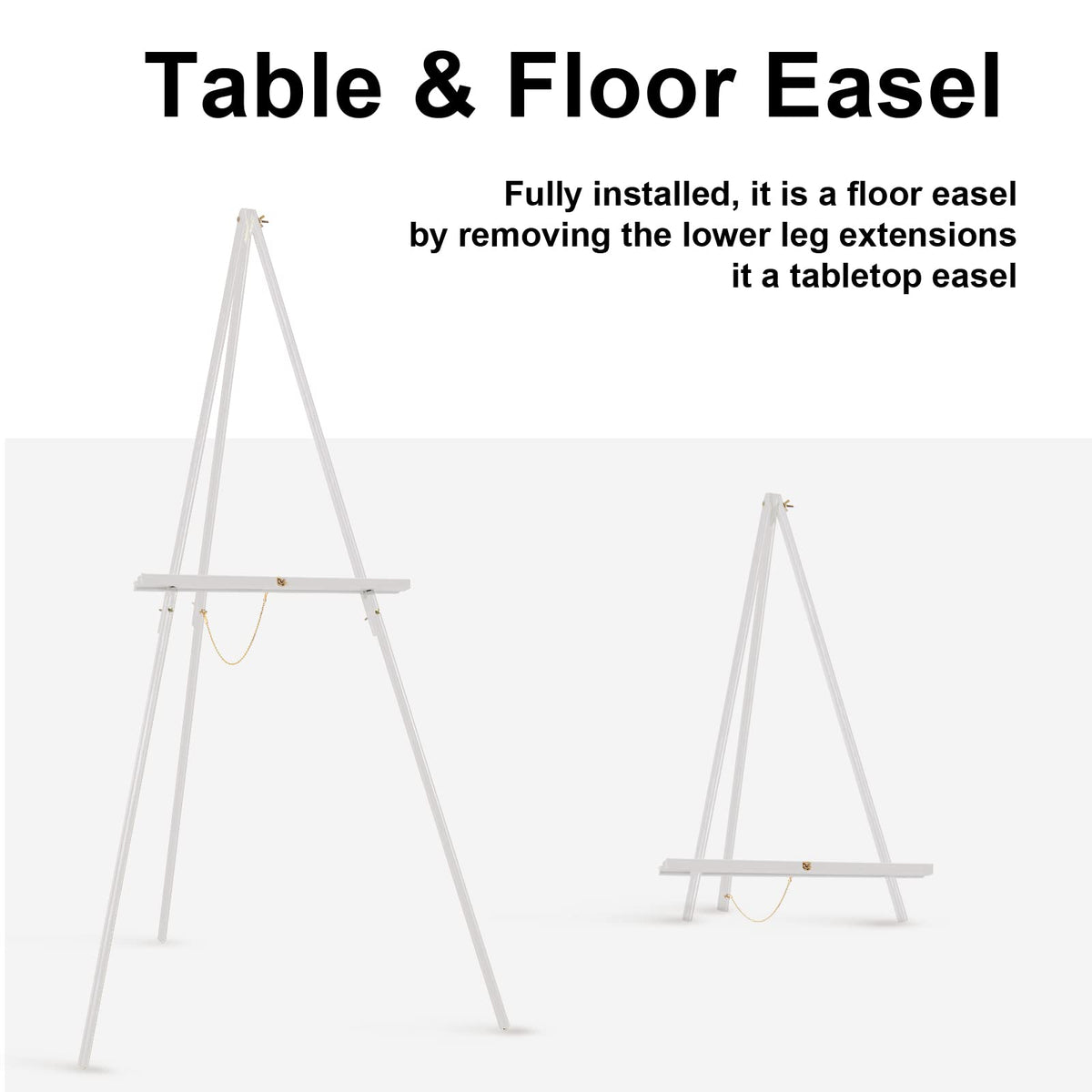 65" A-Frame Wooden Tripod Easel Stand, White, 2 Pack