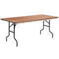 6 ft Folding Clear Coat Rectangular Banquet Table, Clear
