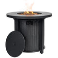 30'' Round Propane Fire Pit Table, 50, 000 BTU Steel Gas FirePit for Outdoor, Fire Table with Lid, Add Warmth &