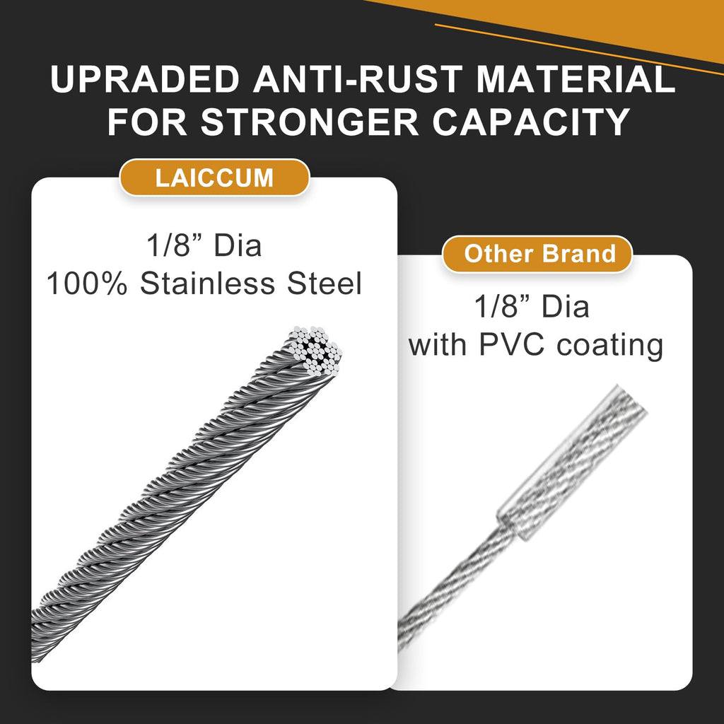 20 Pack Stage Light Safety Cables for Stage DJ Party Lights Thickened 1/8 Diameter Stainless Steel Security Cable
