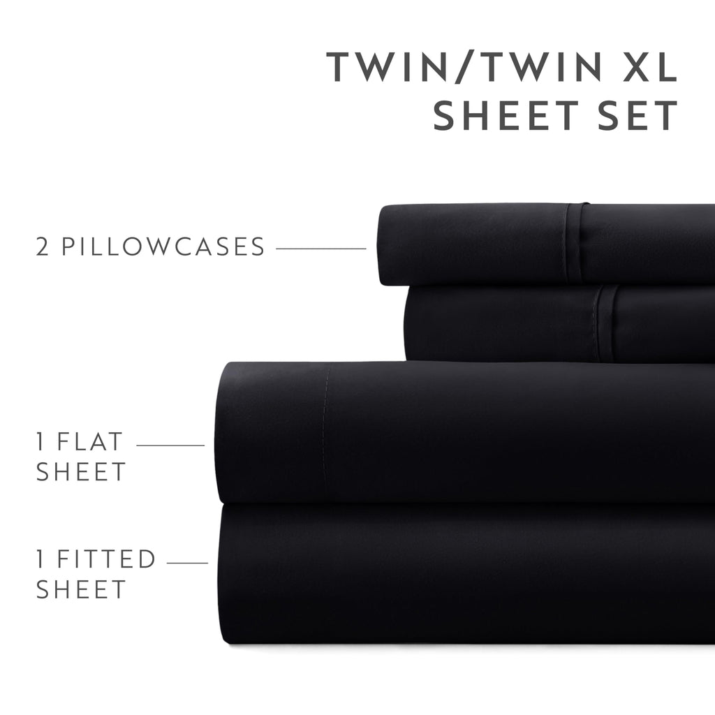 6 Piece Bed Sheet Set, Black