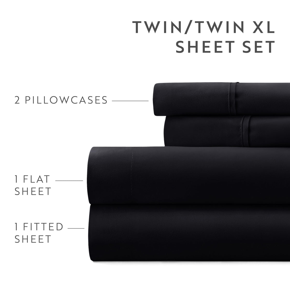 6 Piece Bed Sheet Set, Black
