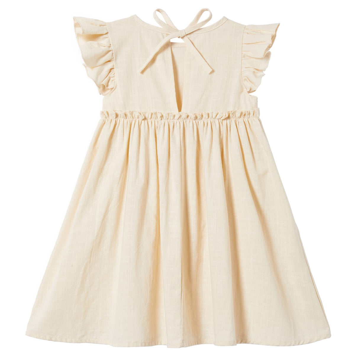 Toddler Baby Girls' Cotton-Linen Sundress with Ruffle Halter Sleeveless and Swing Dress Beige 90