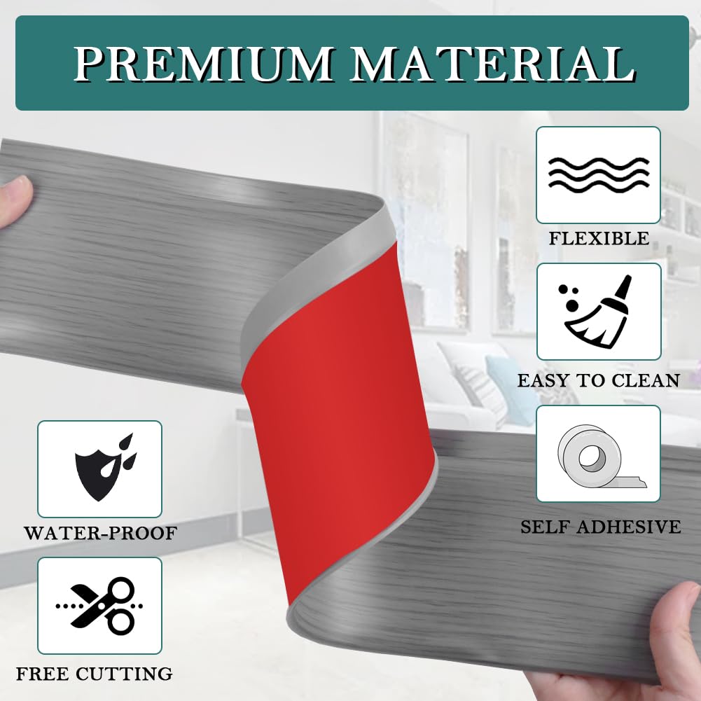 Vinyl Baseboard Molding Trim 4 Inch Self-Adhesive Vinyl Wall Base