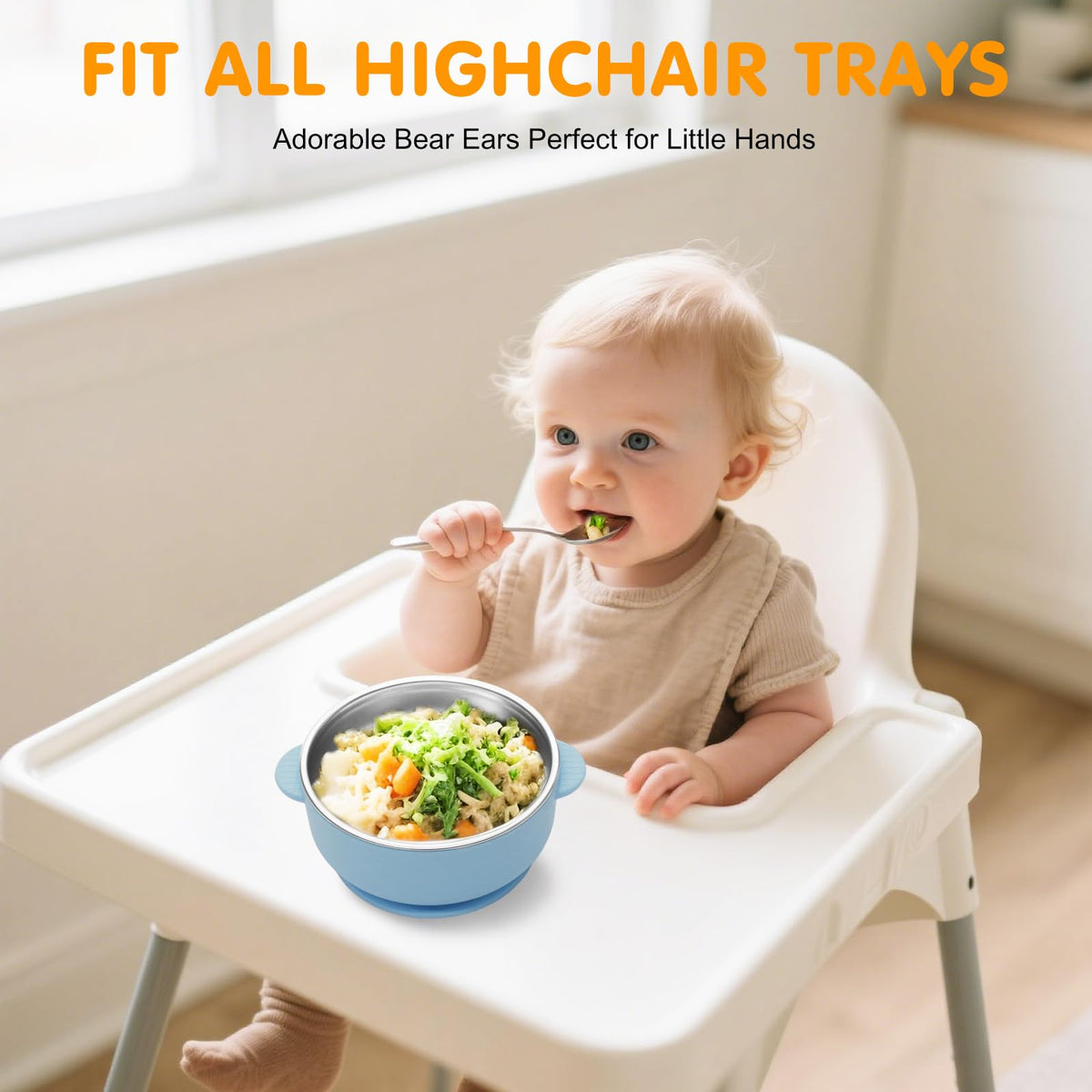 4 Pack Stainless Steel Baby Bowls with Suction 2-in-1