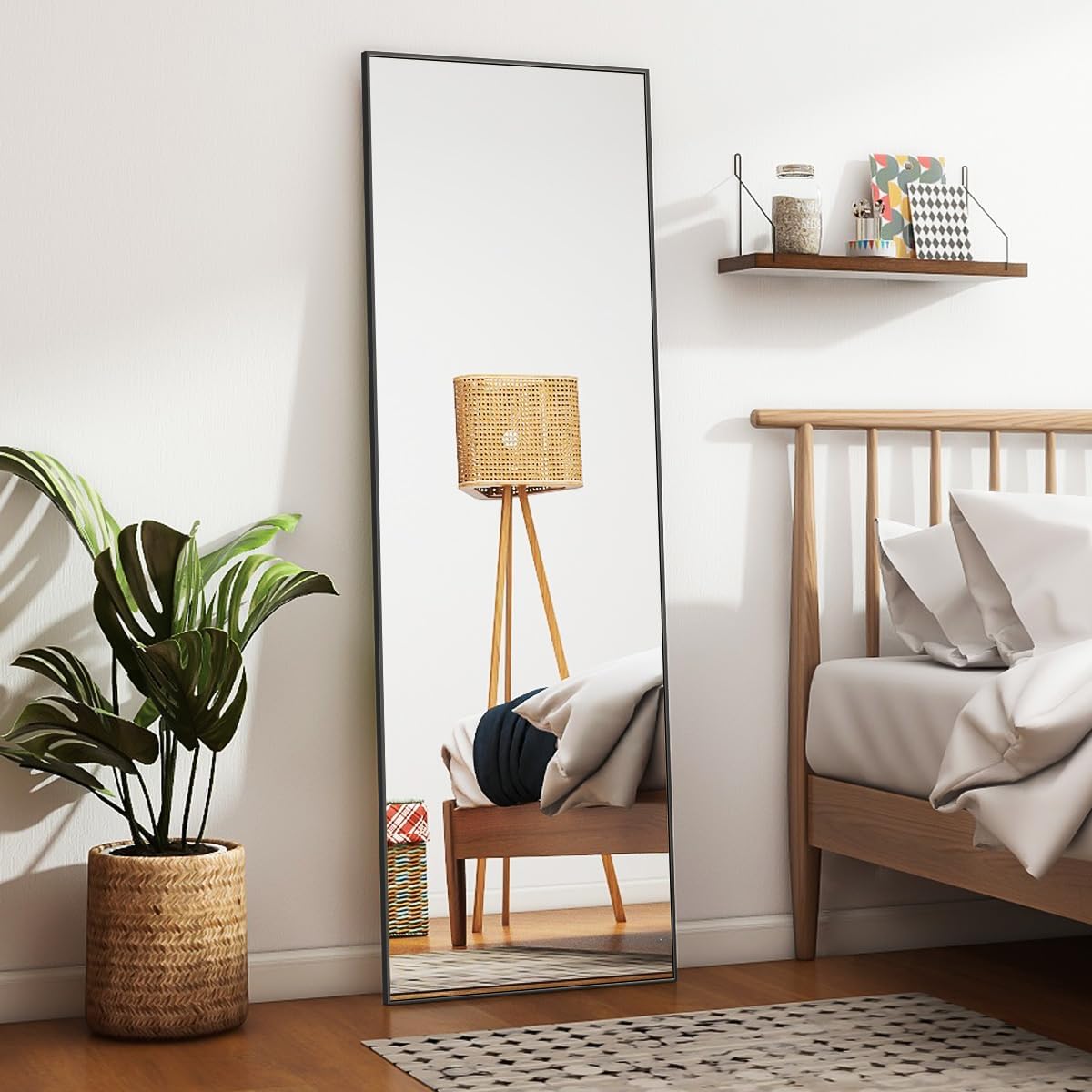 56"x21" Floor Mirror Full Length, Large Black Mirror