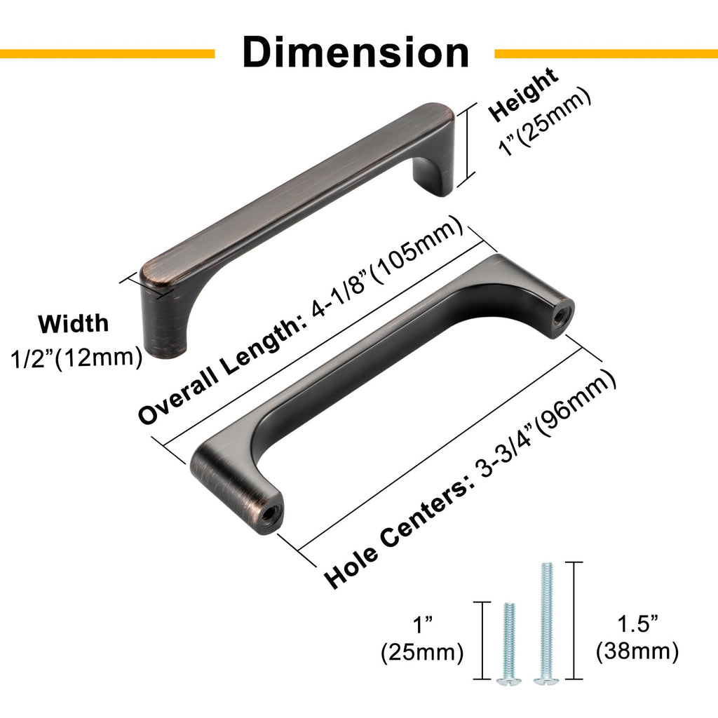 3-3/4 Inch Brushed Bronze Cabinet Pulls Kitchen Handle 10 Pack 3126
