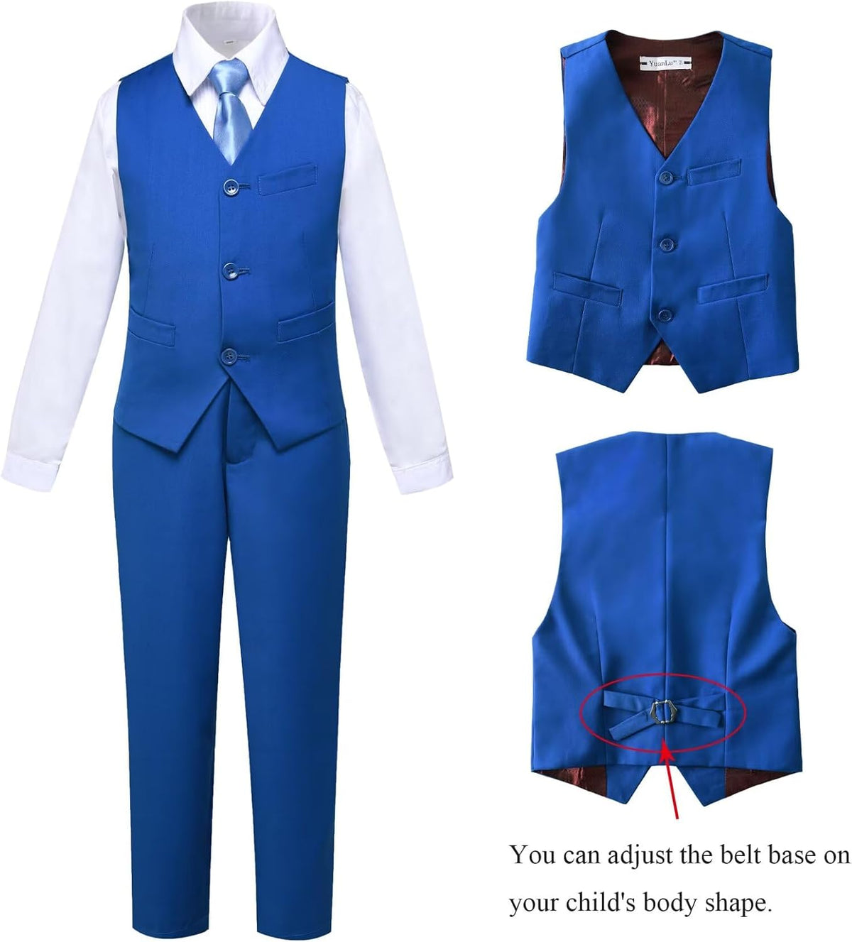 Boys' 5 Piece Formal Suit Kids Dress Tuxedo Vest Pants Suits for Boy 2