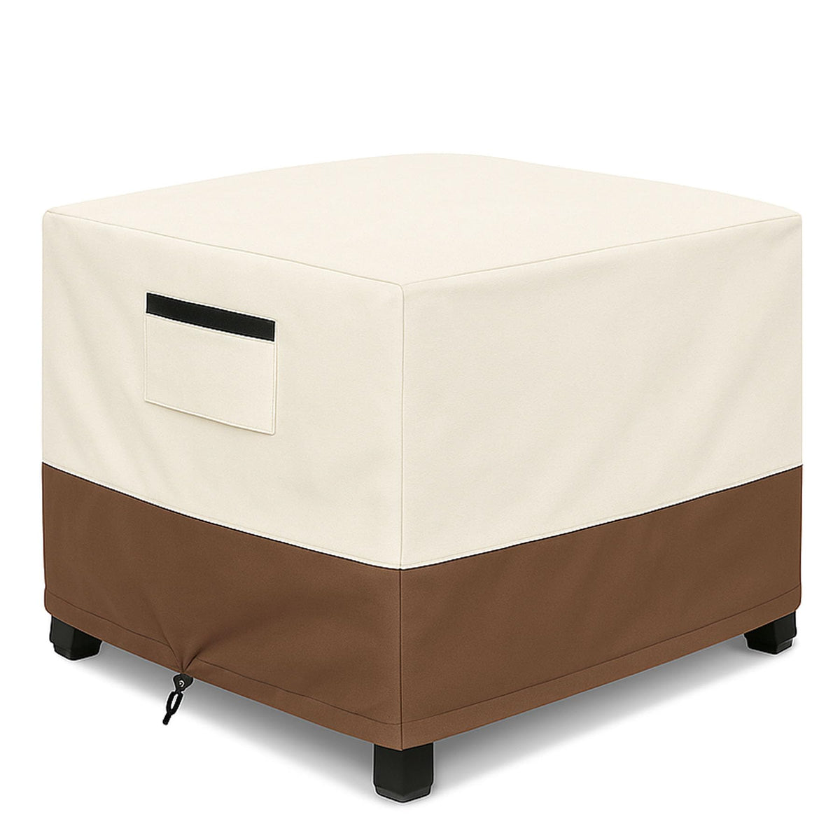 Waterproof Patio Ottoman Cover, Square Outdoor Side Table Furniture Cover with Padded Handles, 600D Heavy Duty