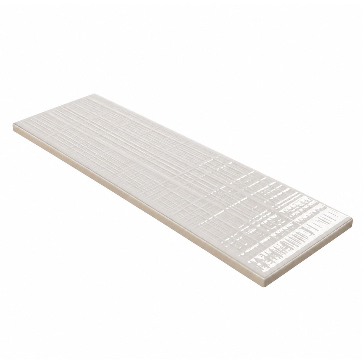 White 3D Mix Glossy Ceramic 4x12 Subway Wall Tile, 1 Piece