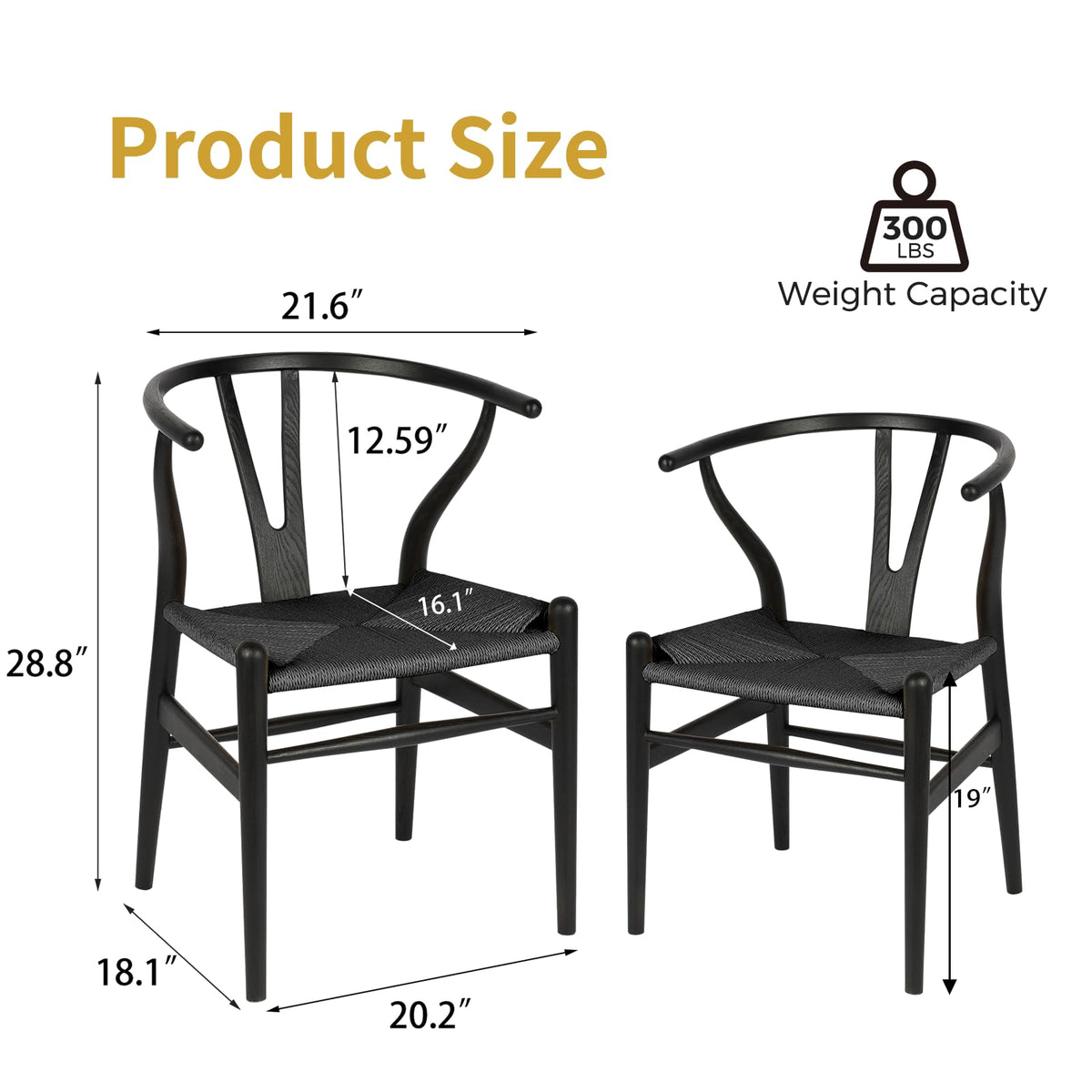 Black Wishbone Dining Chair, Rattan Dining Chair