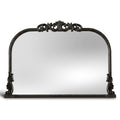 English Estate Carved Arch Wood Wall Mirror, Mirror, Distressed Black, 30.6x41