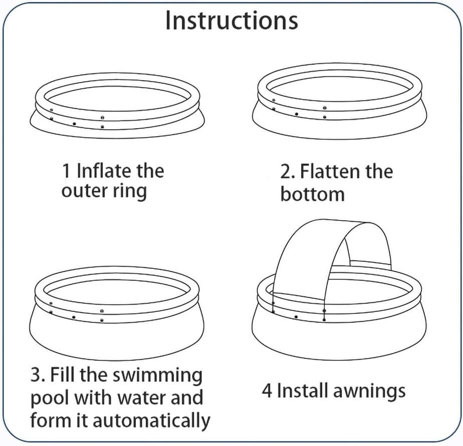 141.73Inch Large Inflatable Swimming Pool with 3-Ply Reinforced PVC Garden Family Up to 9 People 1700 Gallon Capacity