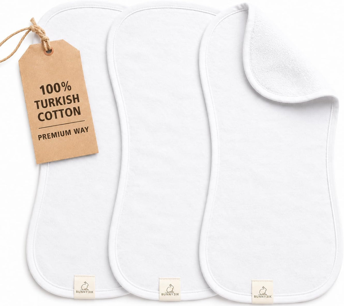 Burp Cloths 3 Pack - Turkish Cotton, Absorbent