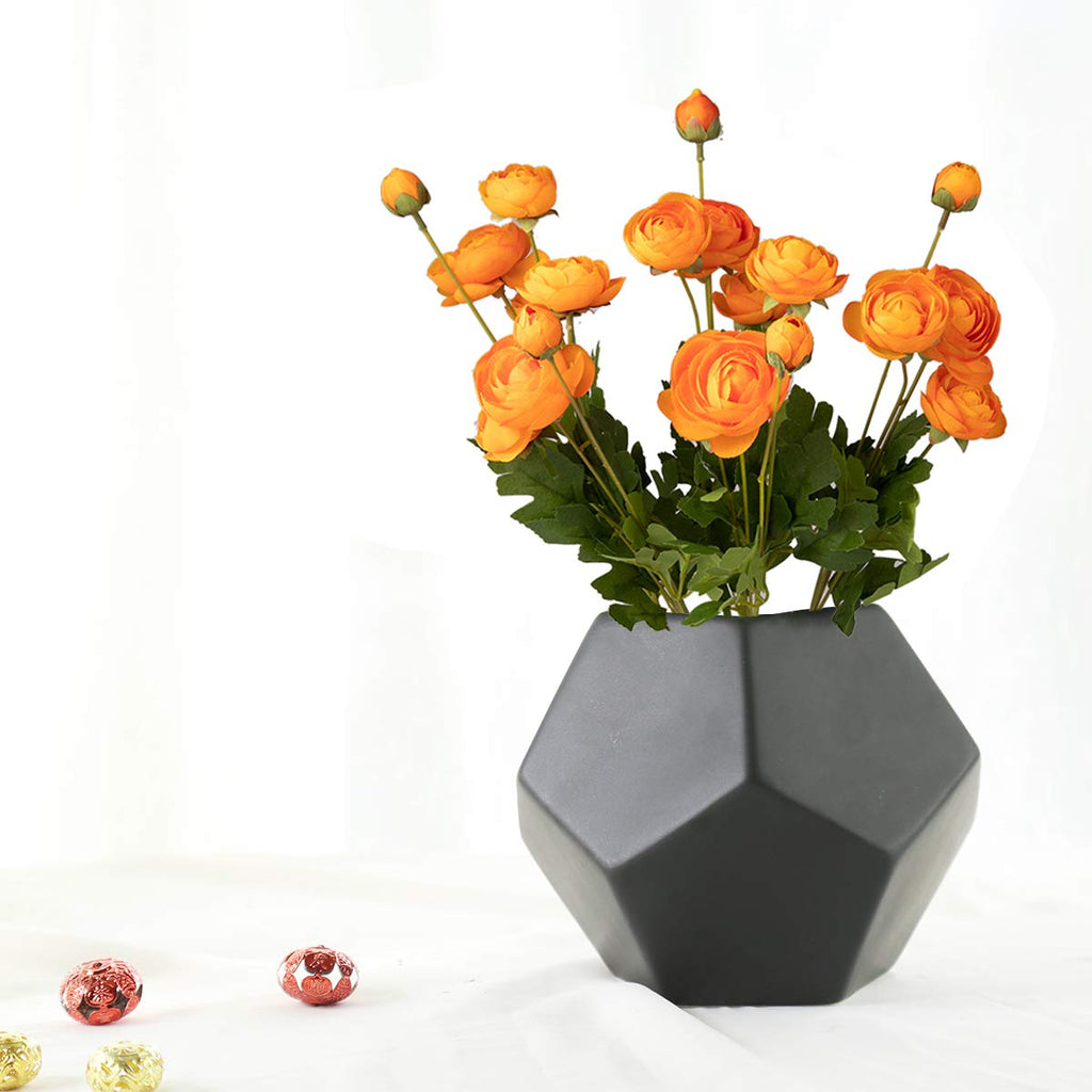 5 Stems Artificial Silk Ranunculus Flowers Orange 23" Tall, UV Resistant, Bendable Stems for Wedding Centerpieces, Home