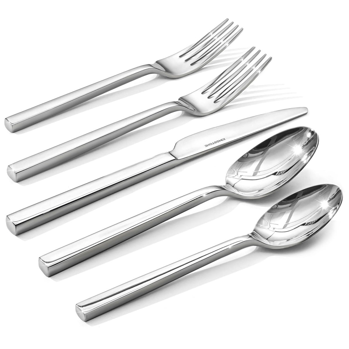 Silverware Set for 4, 20Pcs Flatware Set, Square Handle Stainless Steel