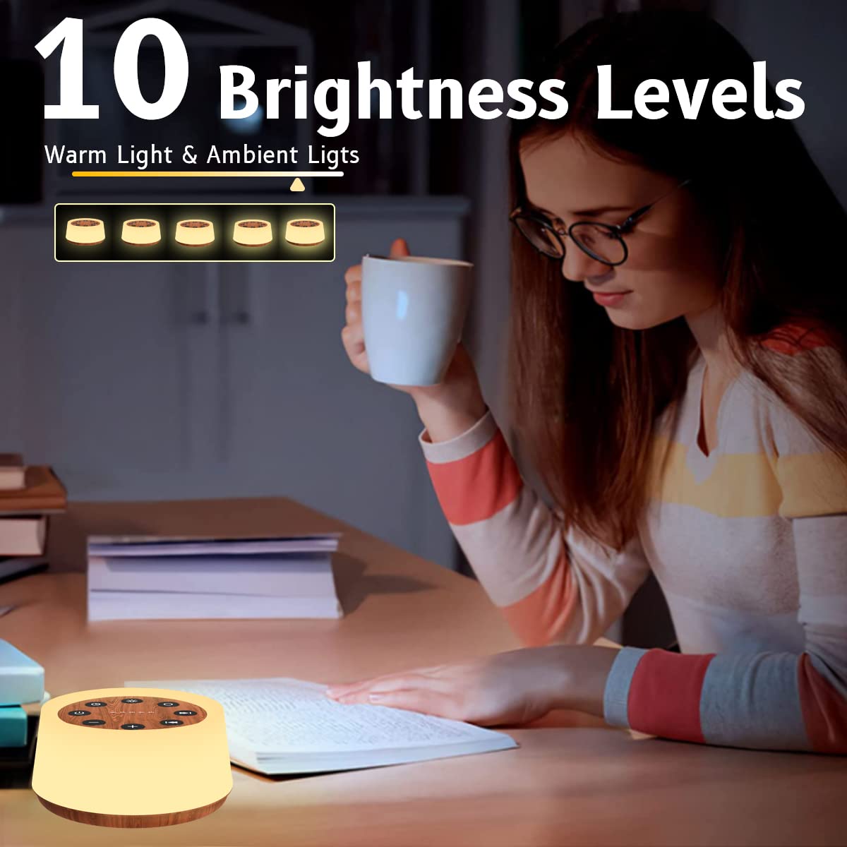 Sleep Sound Machine White Noise Machine for Sleeping with 30 Sounds Sleep Music 5 Timers 12 Colors Baby Night Light with