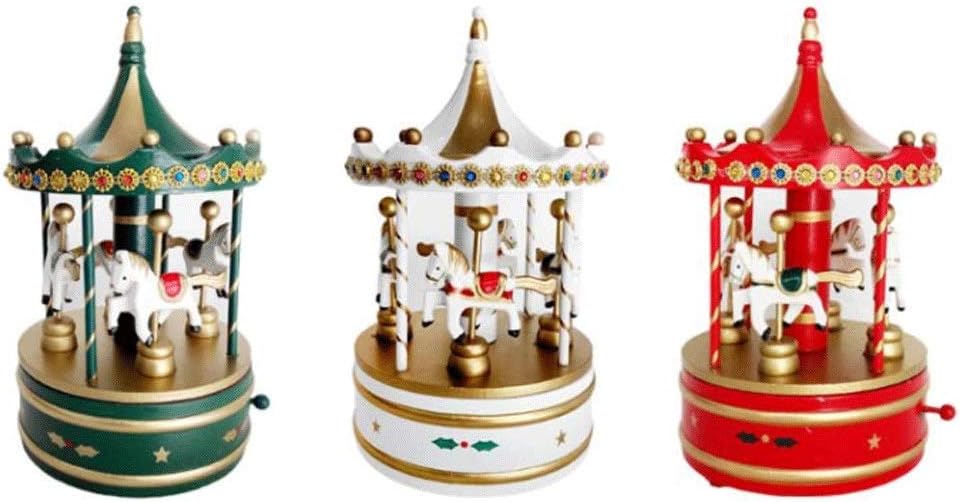 Wooden Rotating Music Box Carousel Music Box Christmas Decorations Music Box (Color : A) (C)