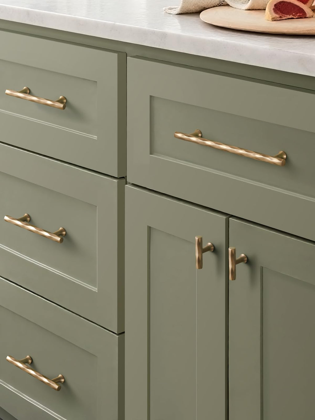 Cabinet Pulls Champagne Bronze 12.6" Hole Center 5 Pack Hammered