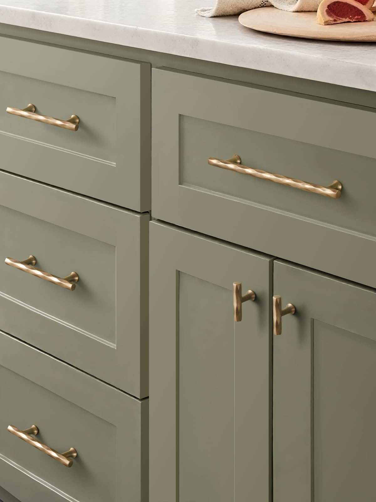 Cabinet Pulls Champagne Bronze 12.6" Hole Center 5 Pack Hammered