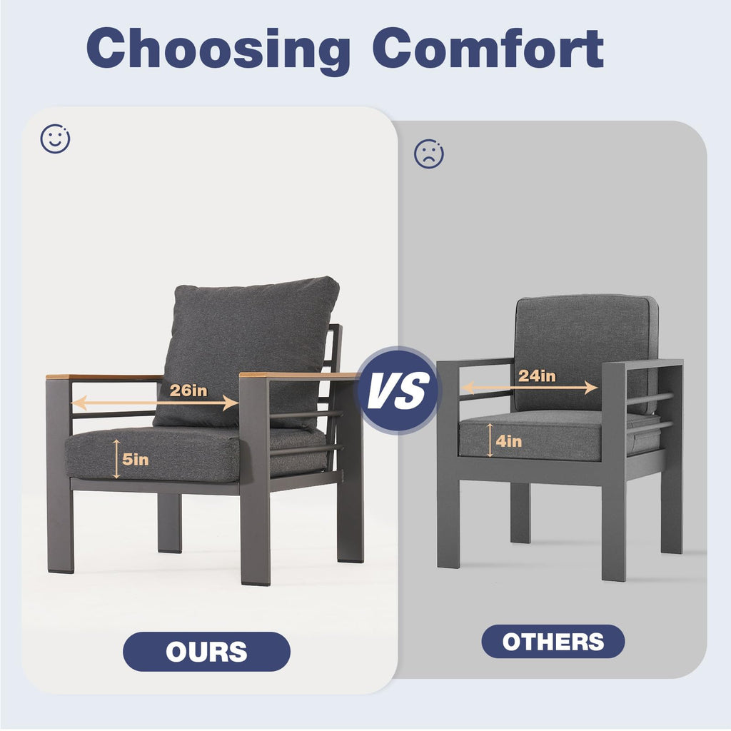 Aluminum Patio Furniture Set 7 Seats, Dark Grey
