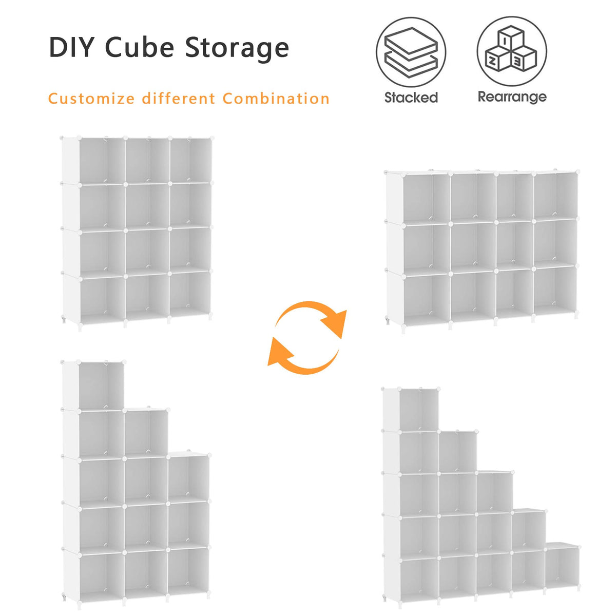 12 Cube Storage Organizer, Closet Organizer Storage Shelves, White
