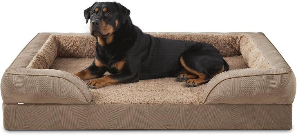 XXL Orthopedic Dog Bed with Headrest, Waterproof Dog Couch Bed with Removable Washable Cover, Dog Sofa Bed, Egg-Crate