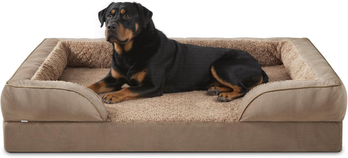 XXL Orthopedic Dog Bed with Headrest, Waterproof Dog Couch Bed with Removable Washable Cover, Dog Sofa Bed, Egg-Crate