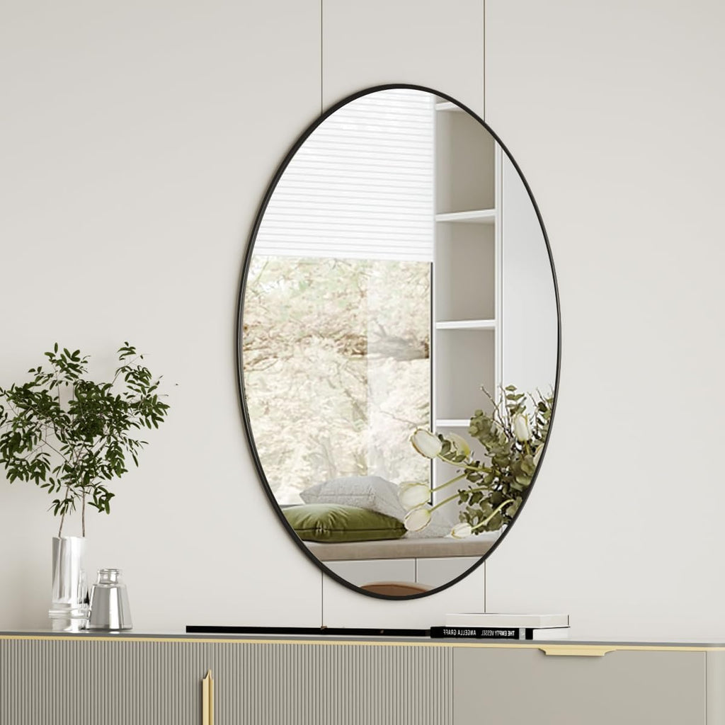 Black Oval Bathroom Mirror, 20"x28" Oval Mirror for Wall