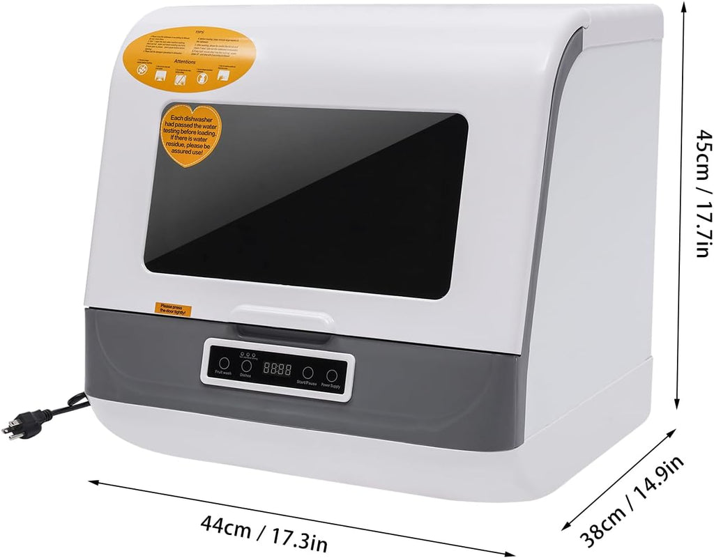 Portable Dishwasher,800W Countertop Stainless Steel Mini Dishwasher With 3 Washing Programs